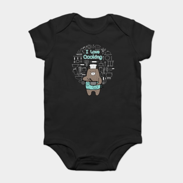 I Love Cooking! Dad Bear Baby Bodysuit by creative